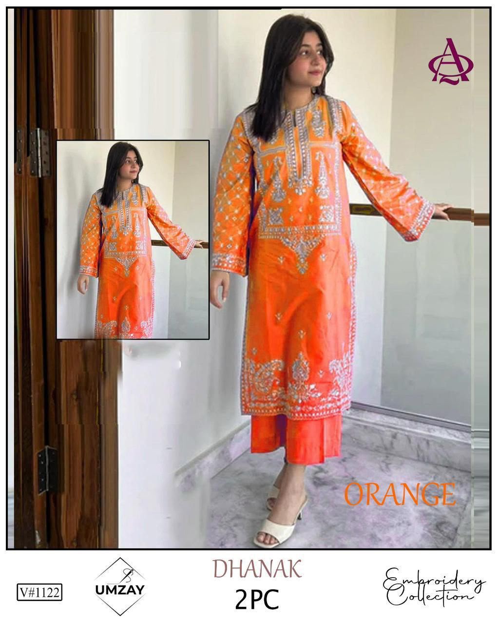 Dhanak embroidered luxury unstitched 2pc suit